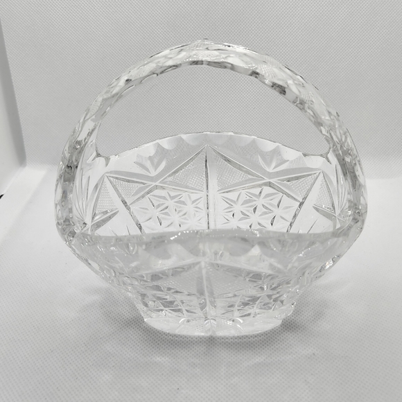 Vintage Crystal Cut Glass Basket - Picture 2 of 7